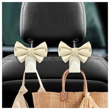 2PCS Purse Hook for Car,PU Leather Bow Car Hooks for Purses and Bags Cute of ...