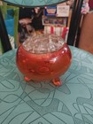 VINTAGE MCM flower frog GLASS  three TOE FOOTED beautiful orange / amber — photo 3