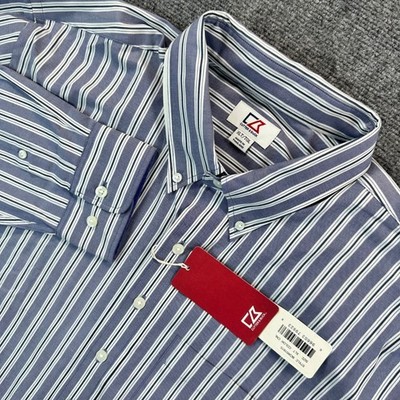 Cutter & Buck Men's XLT Blue Stripe Button Down Shirt Valspar Championship PGA