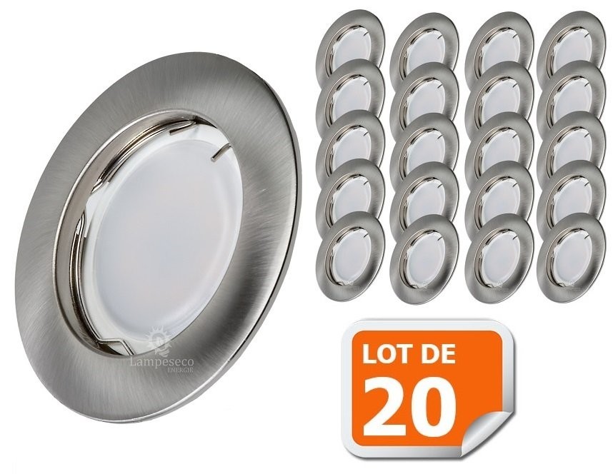 Spot LED encastrable anti-gaspillage énergétique 5W blanc chaud alu brossé x20