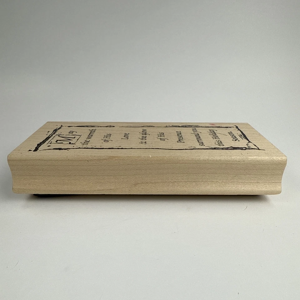 "Sello de goma de madera de Navidad de colección con cita de impresión artística 2001 2,5""x5,5""" Foto 4 de 4