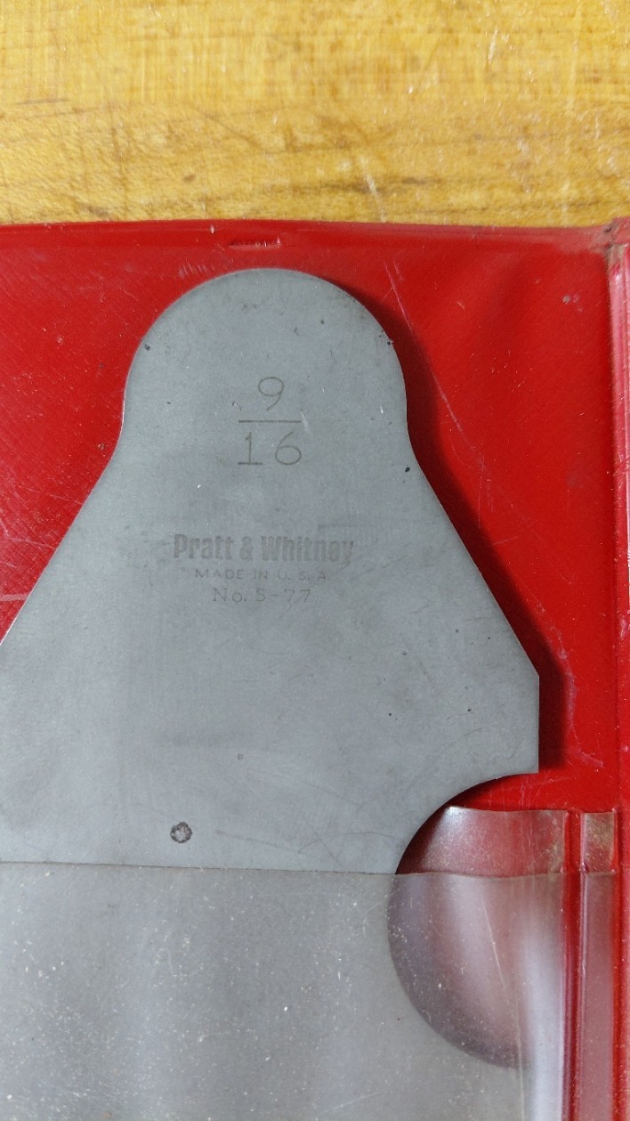 Pratt and Whitney Radius Gauge Set Hardened Stainless Steel.