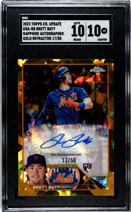 2023 Topps Chrome Update Sapphire Brett Baty Gold Autograph /50 SGC 10