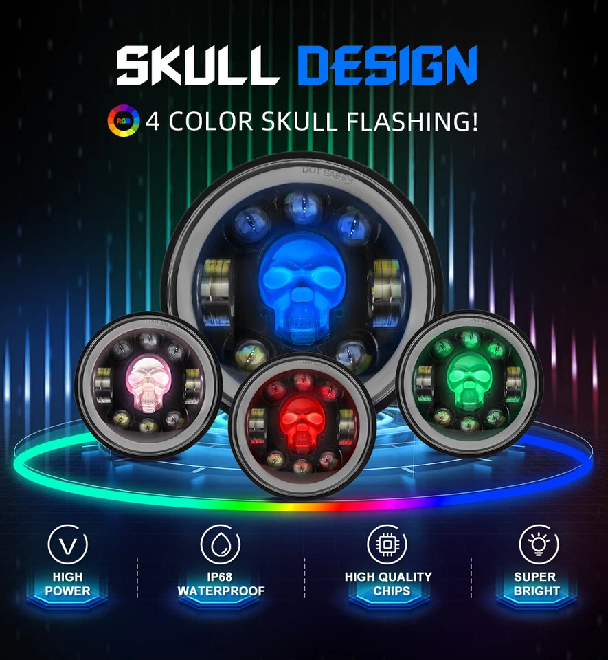 Faros LED RGB DRL PUNTO 4 PIEZAS 5-3/4 5,75" para Buick Skylark 1961-1972 GS 455 Foto 4 de 4