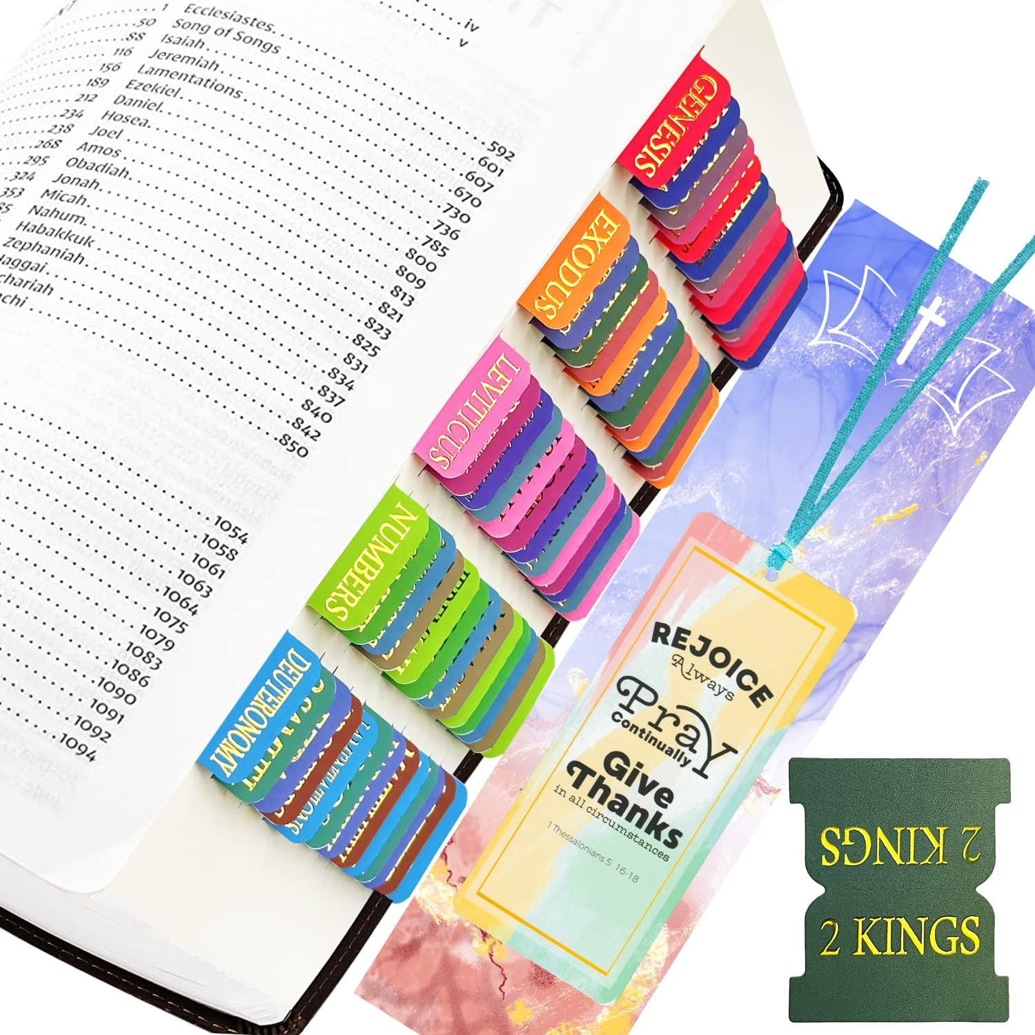 Colorful Gold Foil Bible Tabs with Laminated Design for Easy Navigation-image