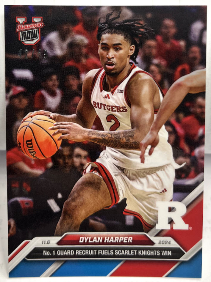 Dylan Harper 11/6/2024-25 Topps Bowman U Now #1 Guard Recruit #5 RUTGERS BLUE/49