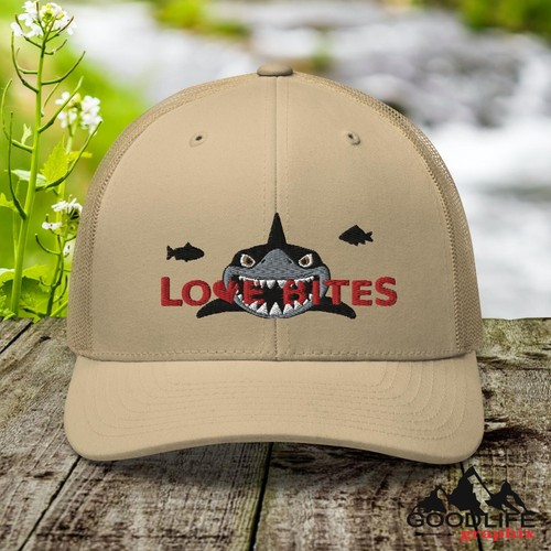 Shark Love Bites Valentines Day Great White Trucker Hat - 第 1/31 張圖片