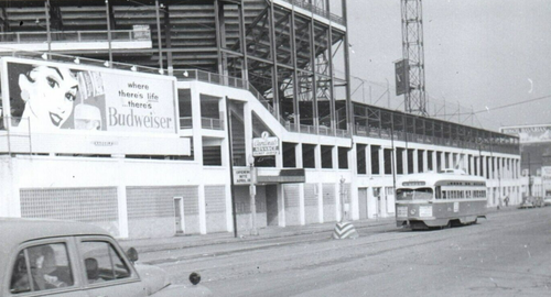 St. Louis Streetcar Busch Stadium Budweiser MLB Baseball Vintage Photo 5x7