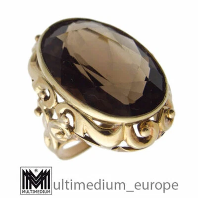 Art Deco 585 er Gold Ring Rauchquarz 30s 30er Jahre smoky quartz 14ct 14k - Bild 1 von 4