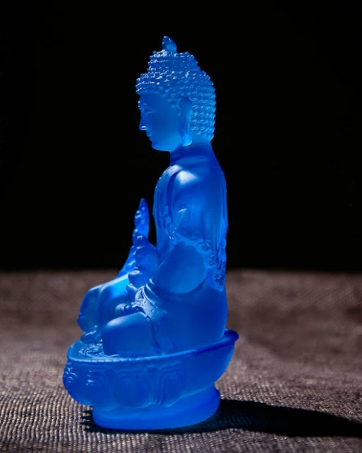 4.7" Tibetano Budismo Resina Loto Shakyamuni Menla Medicina Buda Estatua Foto 2 de 4