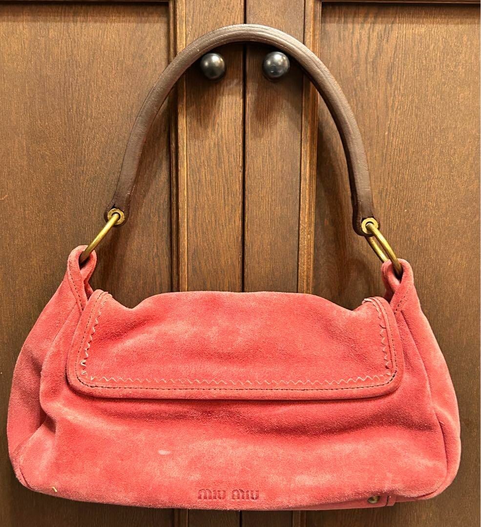 Miu Miu Y2K Archive Vintage Handbag Pink Suede handbag Tote bag 