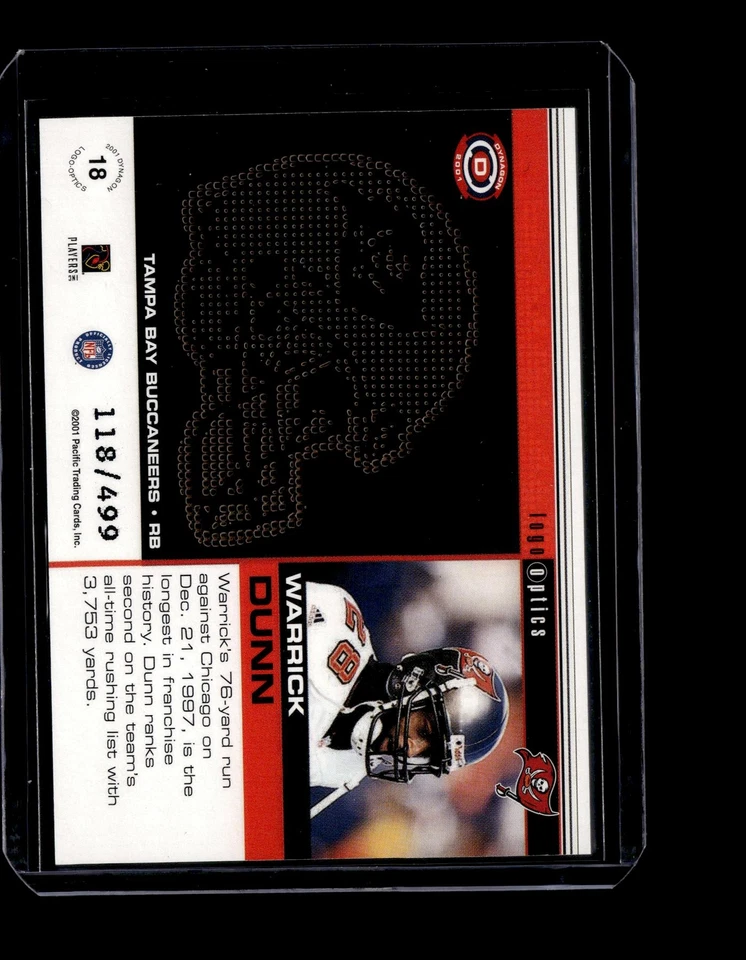 2001 Pacific Dynagon Logo Optics #18 Warrick Dunn #/499 - Image 2 of 2