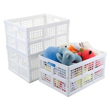 2/3-Packs 42 L Plastic Collapsible Storage Crates Large Stackable Basket Folding