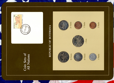 コレクション Coin Sets of All Nations Coin Sets of All Nations Botswana wcard 1981 & 1984 UNC Caraca1