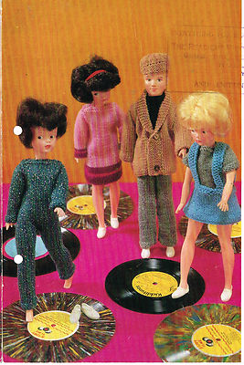  12''  teenage Dolls clothes knitting pattern.Laminated copy. (V Doll 20)