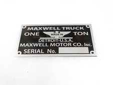 DATA PLATE FOR VINATGE MAXWELL TRUCKS 1917-19 #311-8