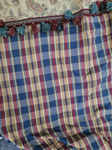 Custom Ralph Lauren Pinch Pleat Drapes Lined Paisley Plaid Tassels W20 x L98 - Picture 8 of 12