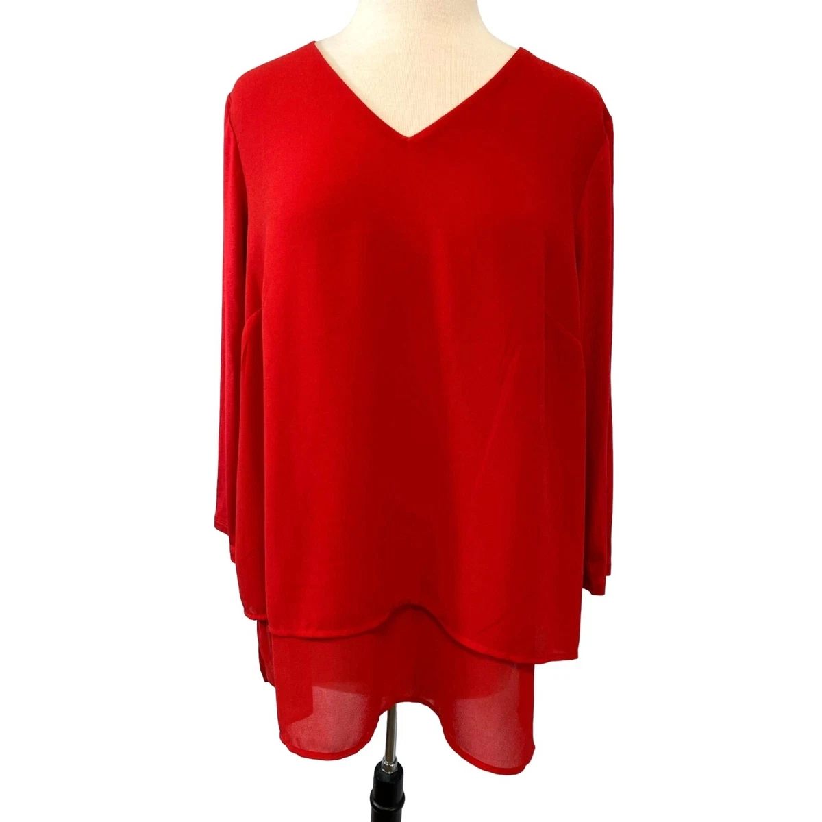 Michael Michael Kors Blouse Womens Size OX Red Chiffon Layered Shirt Viscose