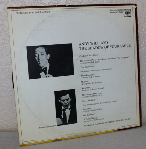 Andy Williams The Shadow of Your Smile 33RPM LP 1966 Columbia Records CS 9299 - Picture 2 of 4