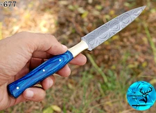 CUSTOM MADE FORGED DAMASCUS STEEL BLADE THROWING BOOT KNIFE DAGGER HUNTING 677