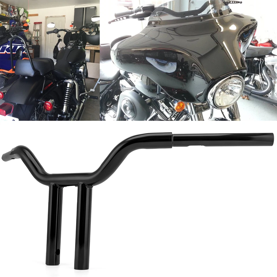 适用于 Harley Softail Sportster Dyna Low Rider 12" Rise MX-T 杆车把黑色 — 第 3/4 张图片