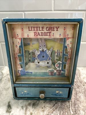Little Grey Rabbit, Shankyo Shoji Music Box, Preowned, Works Well, VG+