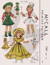 Reproduction Vintage Toni Doll Clothes Sewing Pattern M1561 size 14" or 16"