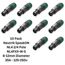 10x Pack Neutrik SpeakON NL4 4 Pole NL4FXX-W-S/L for Passive Speakers