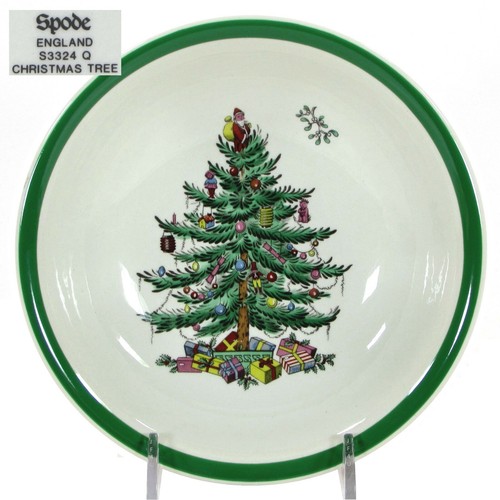 Vtg Spode England CHRISTMAS TREE 8oz Cereal Oatmeal 6.25" Bowl Green Rim S3324-Q - Picture 11 of 11