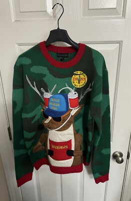 Blizzard Bay Brewdolph Santa's Drinking Squad Ugly Christmas Sweater Med NWT