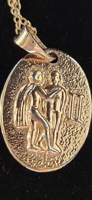 Xuping Gold Tone Zodiac GEMINI Pendant Necklace 17¾'' Clasp 14/20 GF Untested