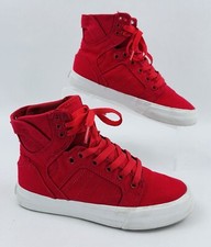 Scarpe da skate alte Supra Skytop in tela rossa da donna 5,5 SW98003 Muska