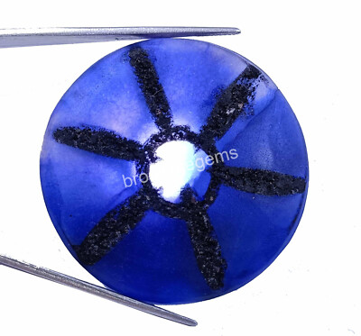 128Ct Artistic Trapiche Natural Blue Sapphire 6 Rays Round Cut EGL Gemstone 4SUN