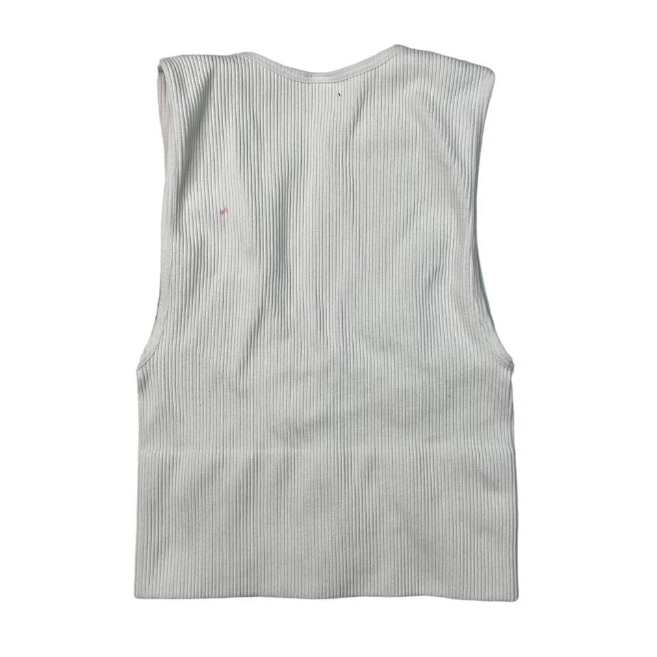 Camiseta sin mangas recortada Dynamic Atomic View cuello en V profundo acanalada blanca para mujer OS talla única Foto 4 de 4
