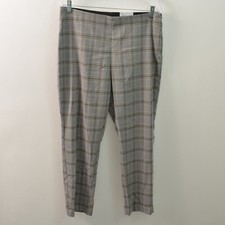 Nine West Kohls NWT Pants Womens 14 Side Zip High Rise Skinny Plaid Gray Stretch