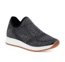 J/Slides Women's Tiger Slip On Sneakers Black Pewter Metallic Knit Size 6 New