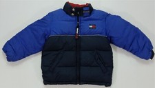 Rare VTG TOMMY HILFIGER Spell Out Flag Patch Color Block Puffer Jacket 90s Baby