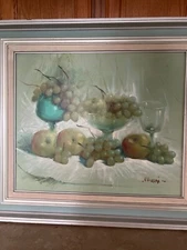 V VARANI Original 1950s MODERN IMPRESSIONIST STILL LIFE MidCentury Oil on Canvas