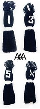 DRIVER FAIRWAY HYBRD RESCUE GOLF CLUB POM POM HEADCOVER Black 1 3 5 or X CHOOSE