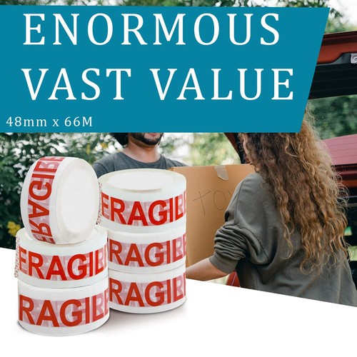 24 x FRAGILE TAPE PARCEL PACKING PACKAGING ROLLS CARTON SEALING BOX 48MM X 66M - Picture 8 of 20