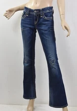 ROCK REVIVAL Distressed JANET BOOT Dark Repair Detail Bootcut Jeans 28