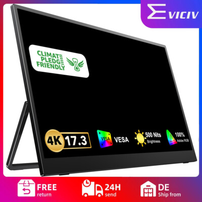 EVICIV 4K Portable Monitor, 17,3 Zoll HDR IPS LCE UHD screen for PC Phone PS5 PC