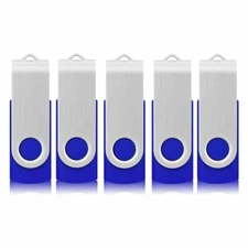 Kootion USB 2.0 5 Pack 16GB Metal Swivel Style USB Flash Drive Memory Stick Blue