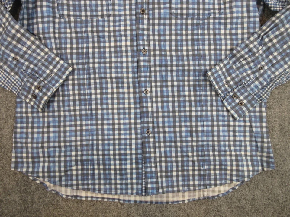 Elie Tahari Shirt Mens Extra Large Blue Black Plaid Button Up Preppy Casual - Image 2 of 4