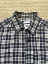 Lacoste Men  s Long Sleeve Button Down Blue Check Shirt Modern Fit S 38