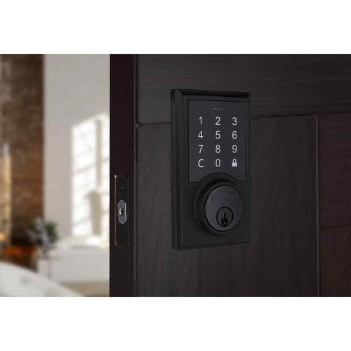 Defiant Square Matte Black Electronic Single Cylinder Touchpad Deadbolt - Picture 2 of 7
