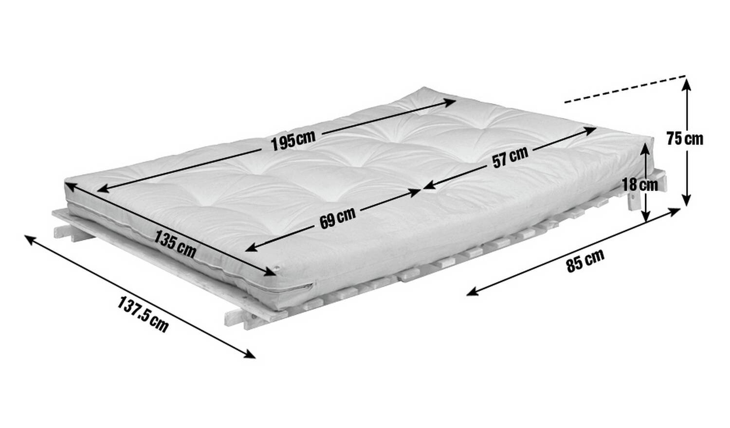 Kyoto Tosa 2 Seater Futon Sofa Bed with Mattress Grey eBay