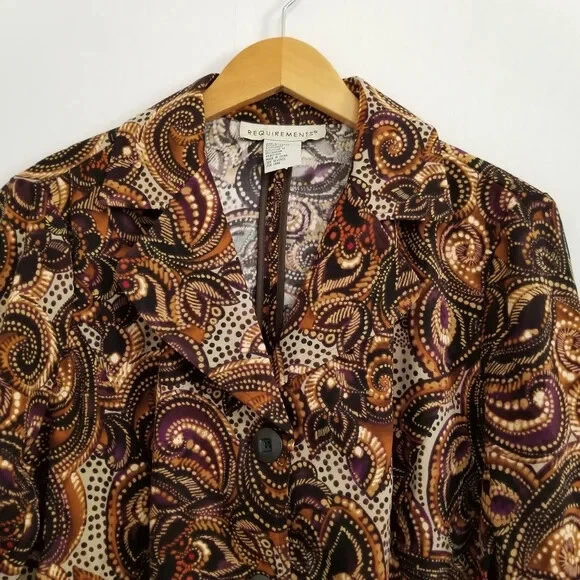 NWT Requirements Brown Printed Blazer Jacket Size Large - Image 2 of 4