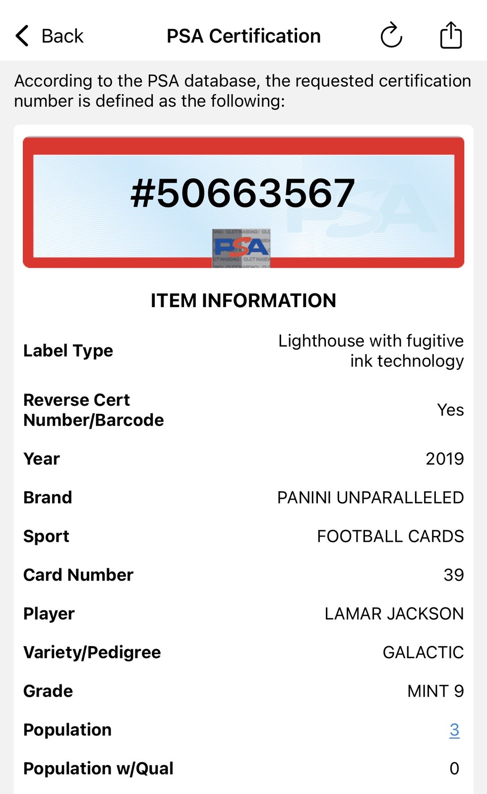 Lamar Jackson 2019 Panini Unparralelled Galactic SP Mint PSA 9 eBay