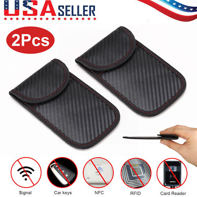 2x Faraday Key Fob Protector Bags Car Key Signal Blocker RFID Faraday Cage Pouch